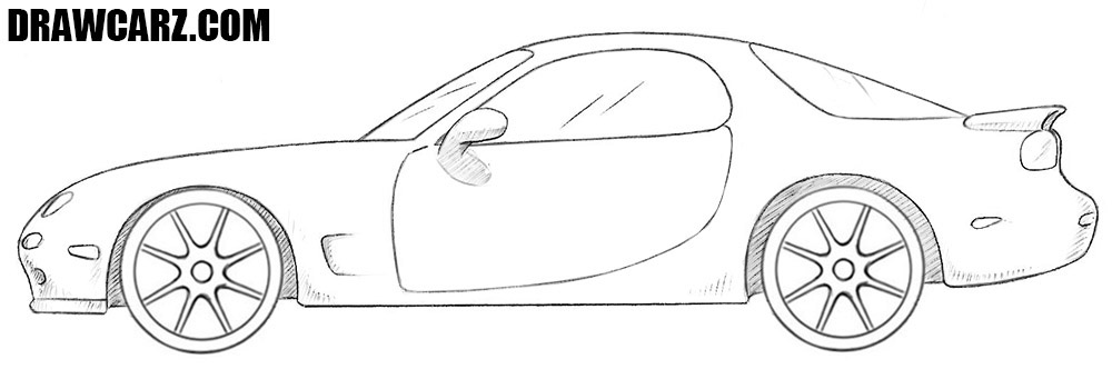 Complete the RX-7 drawing with hatching