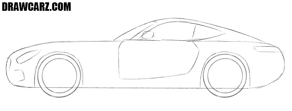 Sketch the rims, door, and large arches