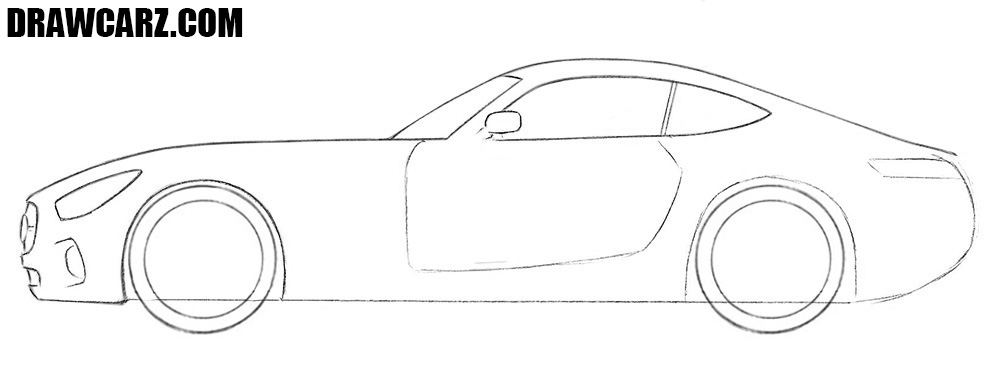 Draw the flat roof and windows of your AMG GT in detail