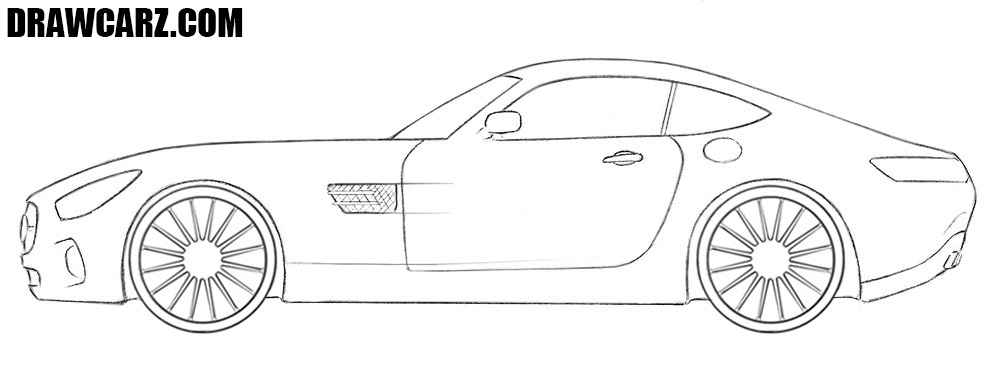 Draw the multi-spoke rims of the Mercedes-Benz AMG GT
