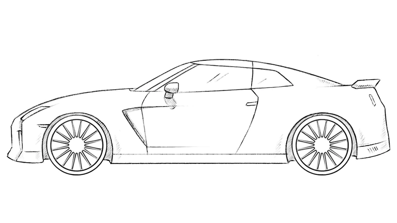 how to draw a nissan-gt-r featured image