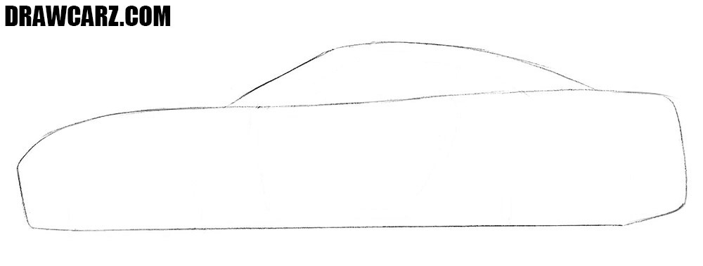 Sketch the angular silhouette of the GT-R body