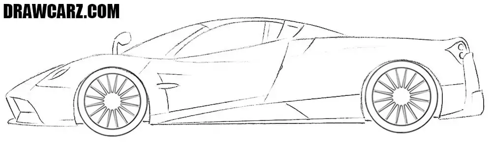 Draw the classic Pagani multi-spoke rims