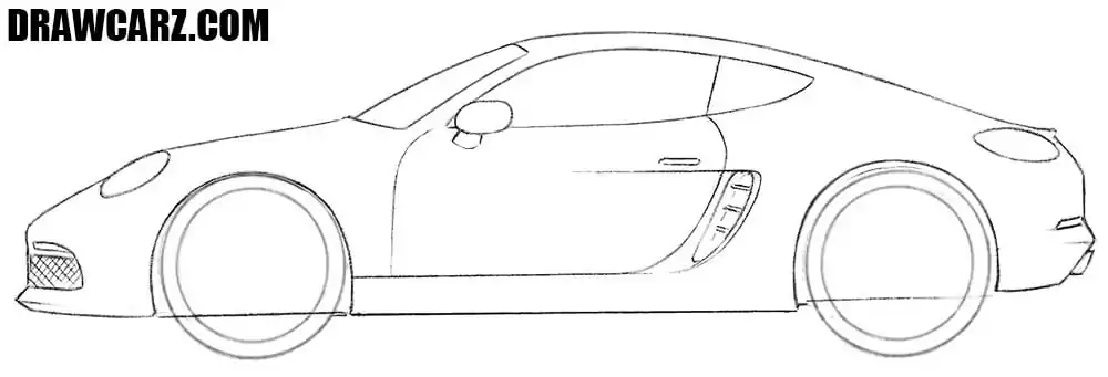 Draw the sports car side intake and coupe door