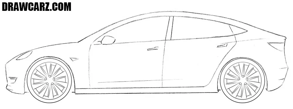 Draw in detail the Tesla Model 3 rims