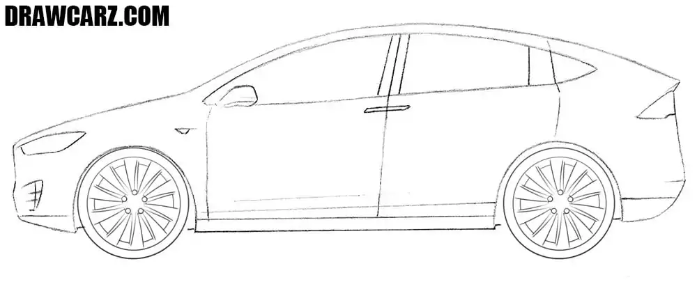Draw the aerodynamic Tesla rim patterns