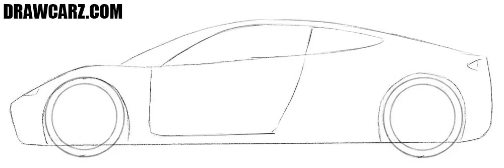 Mark the single coupe door, arches, and rims