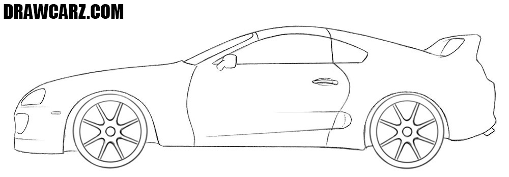 Draw the Toyota Supra’s sporty rims