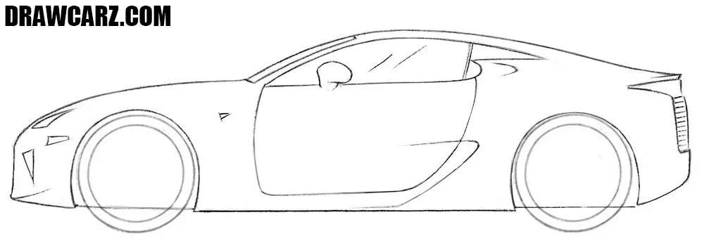 Outline the coupe door and lateral air intake