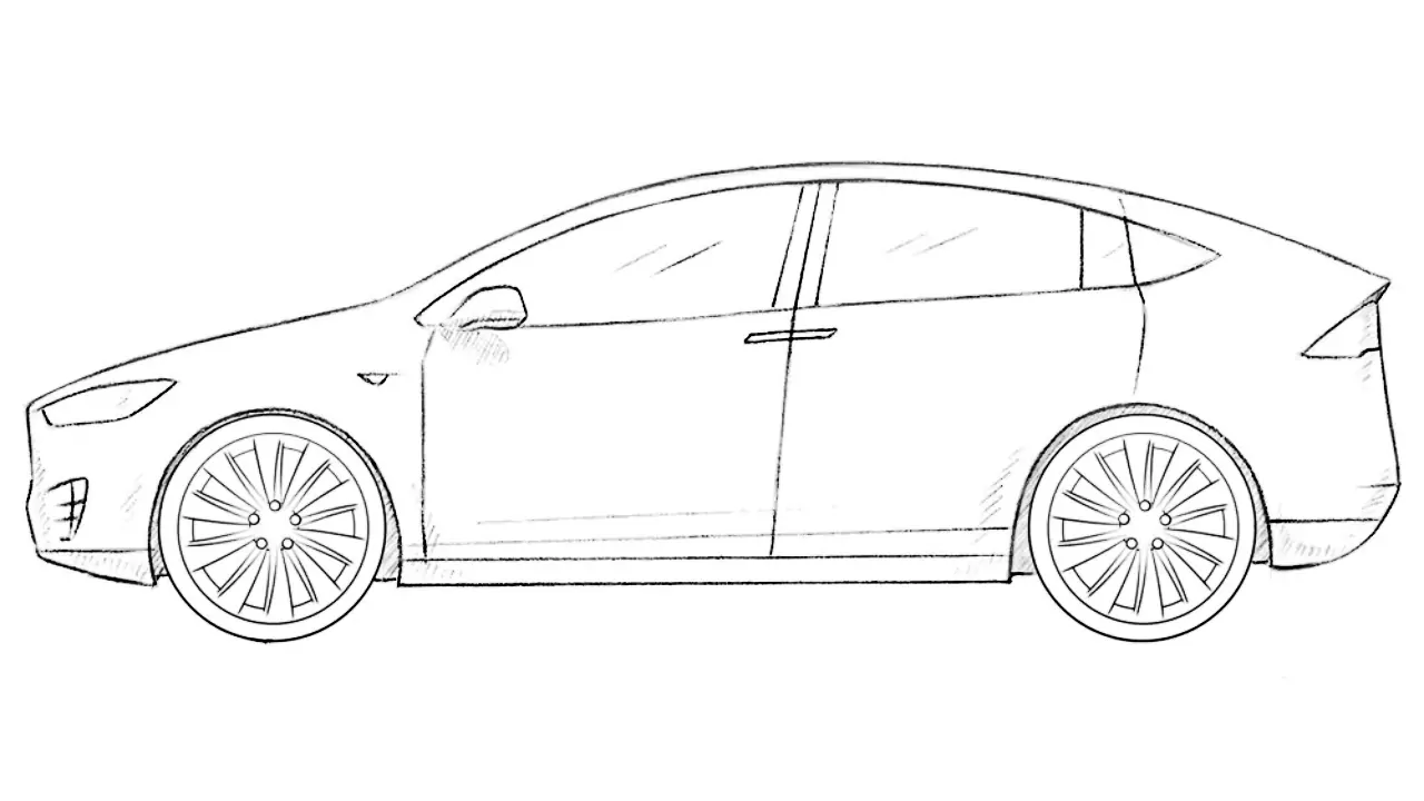 how to draw a tesla model x featured image