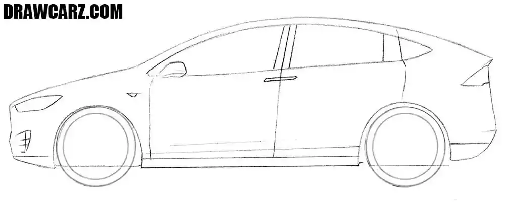 Draw the Tesla clean doors with hidden handles
