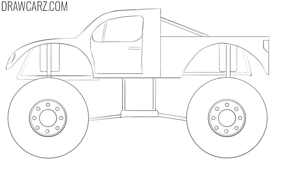 how to draw a monster truck easy