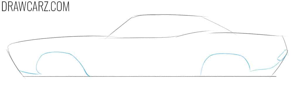 how to draw a drag car from the side