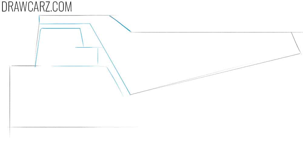 how to draw a dump truck from the side