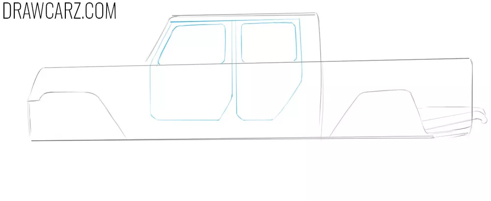 how to draw a Jeep Truck from the side