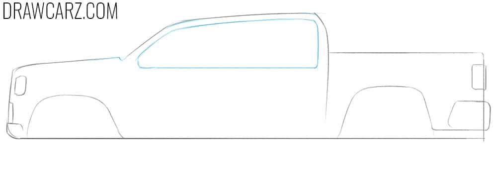 how to draw a simple truck side view