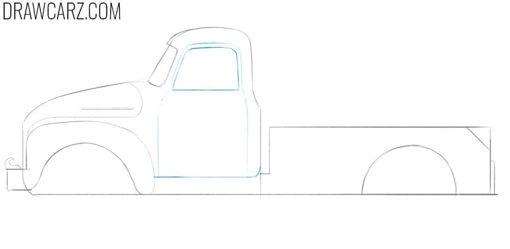how to draw a tow truck side view