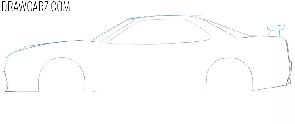 how to sketch a nissan skyline gtr r34 step by step