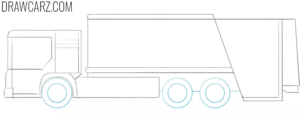 how to draw a garbage truck step by step