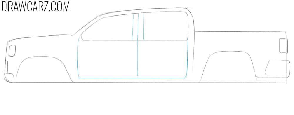 how to draw a simple truck from the side