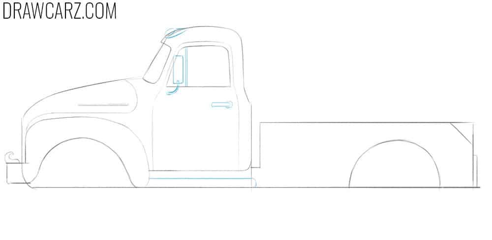 how to draw a tow truck from the side