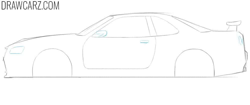 how to draw a car nissan skyline