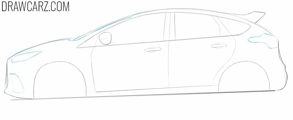 how to draw a ford focus rs step by step easy