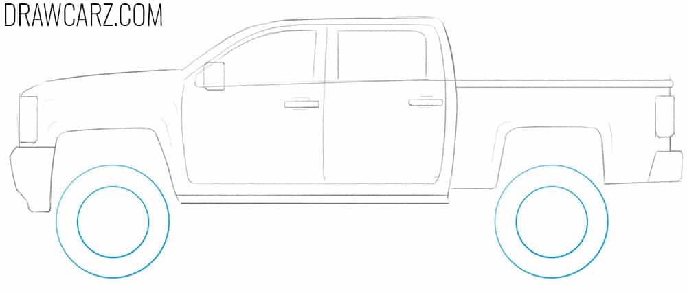 how to draw a lifted car