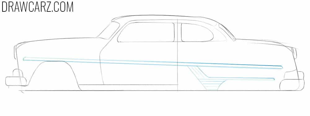 how to draw a vintage car