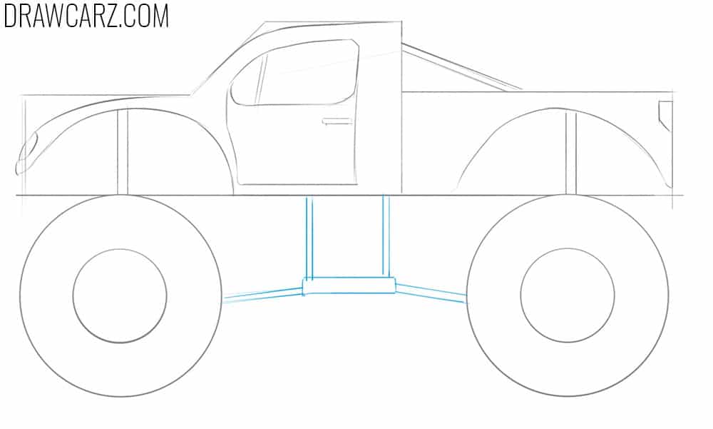 how to draw an easy monster truck