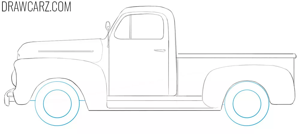 how to draw an old ford truck step by step