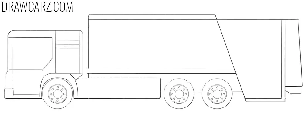 easy garbage truck drawing