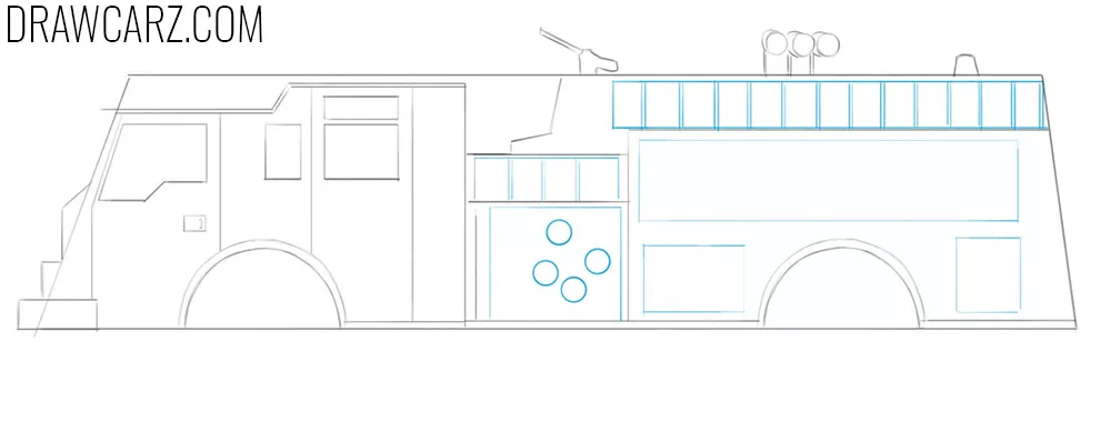 how to draw a fire truck step by step