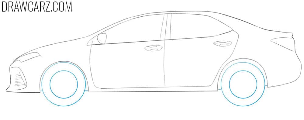 how to draw a toyota corolla step by step