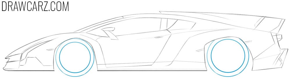 how to draw a Lamborghini from the side