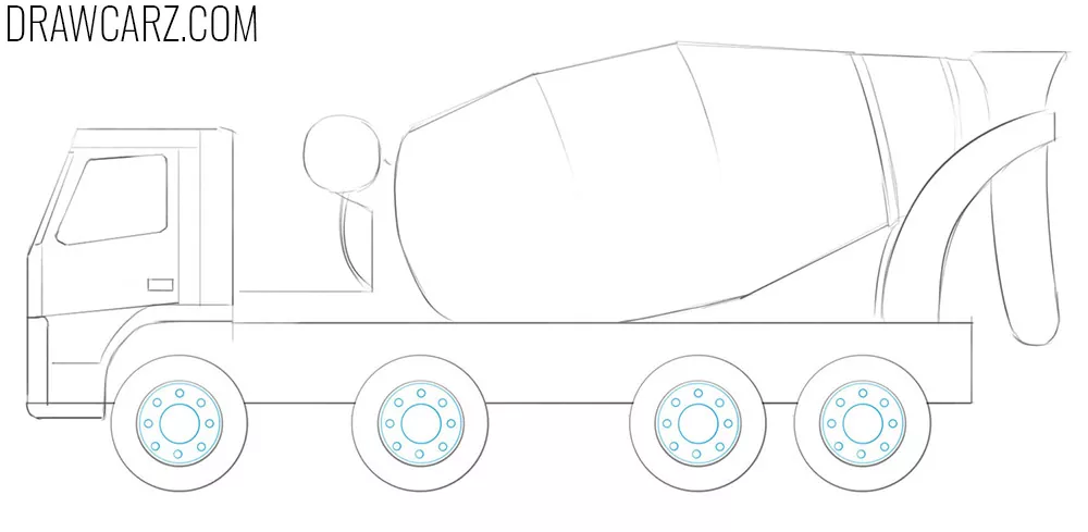 how to draw a concrete truck