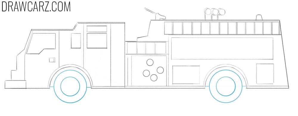 how to draw a fire truck step by step easy