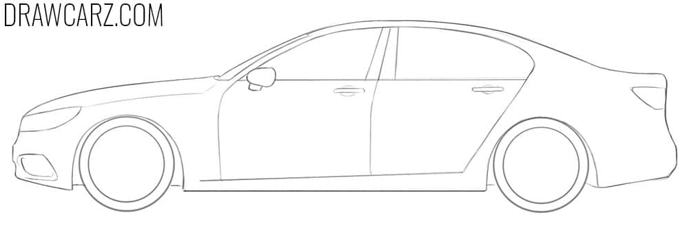 how to draw a simple car from the side