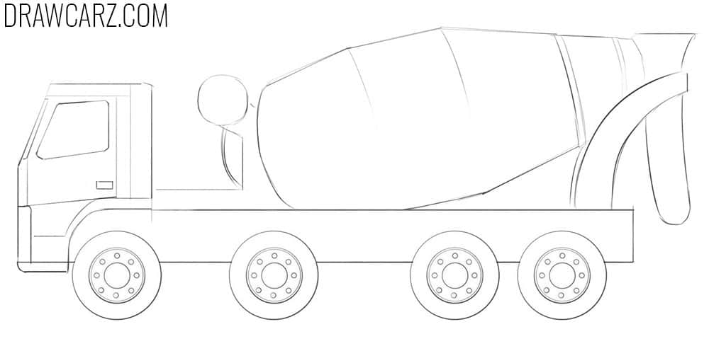 how to draw a concrete truck