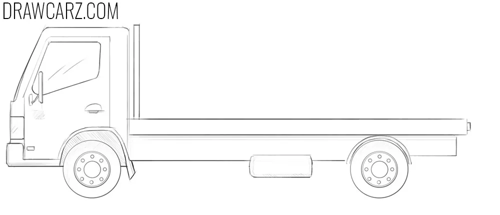 how to draw a flatbed truck