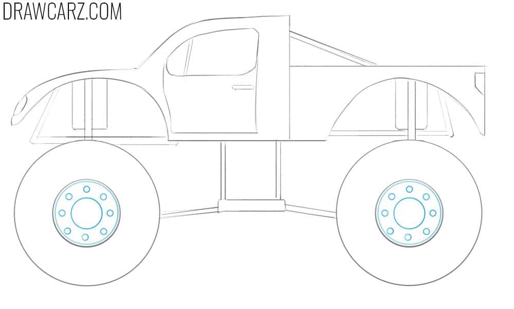 how to draw a monster truck