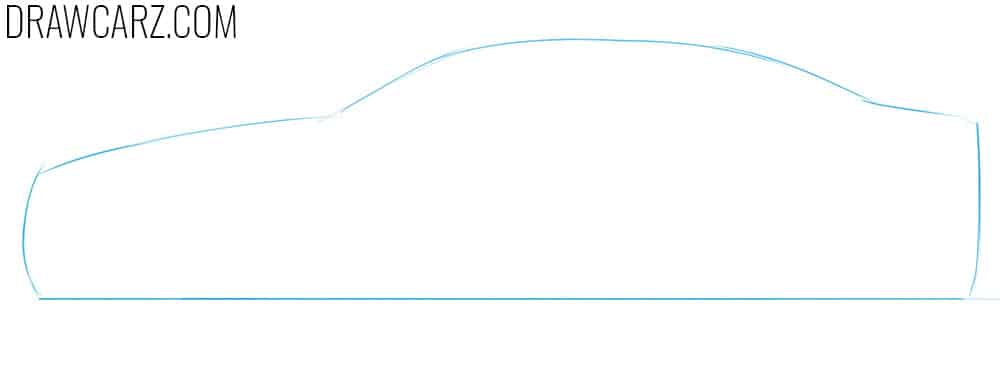Lightly sketch the car’s basic proportions