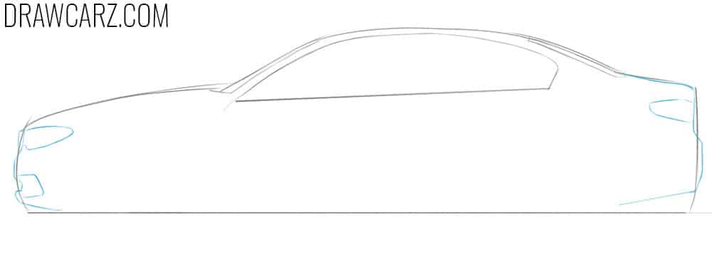 Detail the sedan’s front and rear shapes
