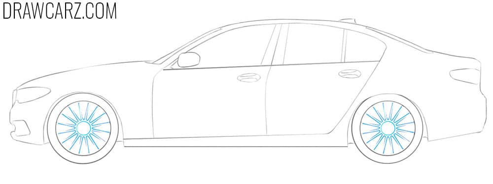 Draw the BMW 5 Series sun-like spokes