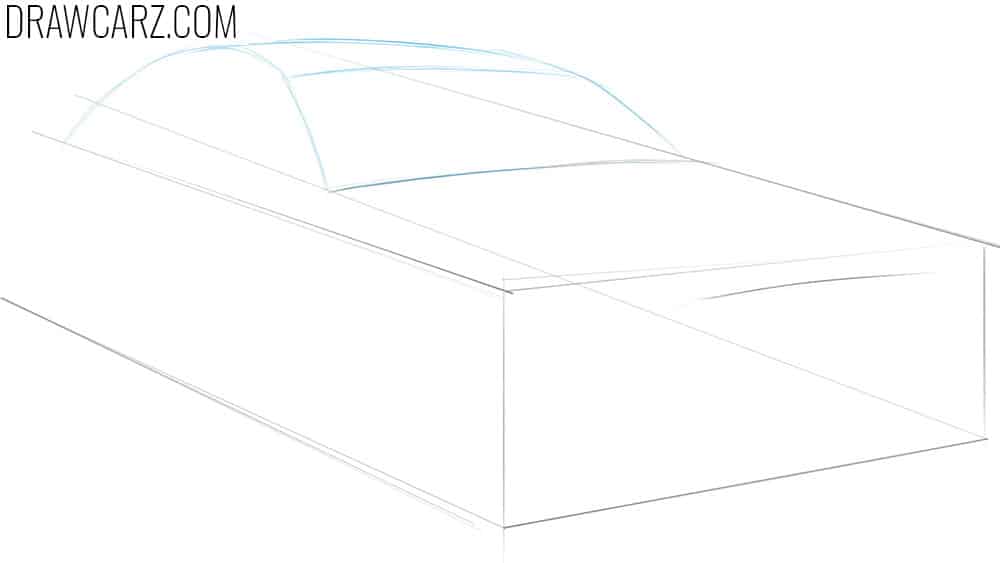 Draw the car roof contour reduced in perspective