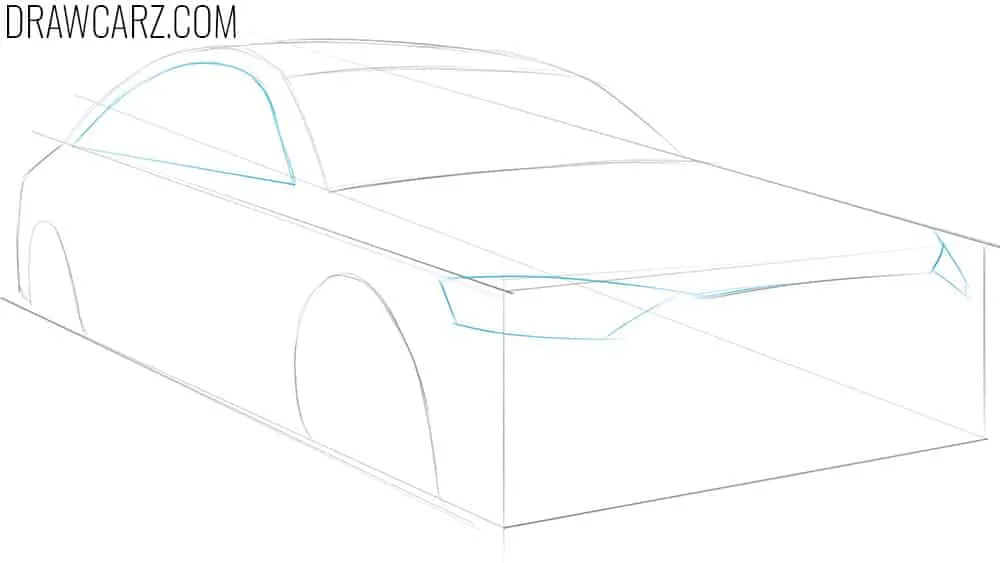 Indicate the headlights and side window