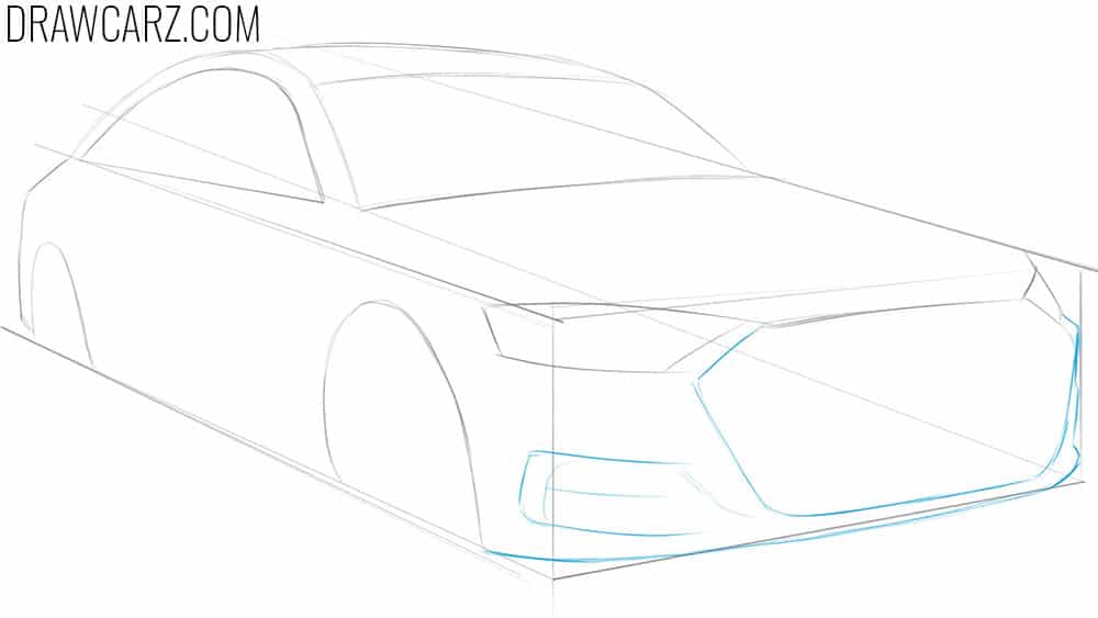 Detail the radiator grille and bumper