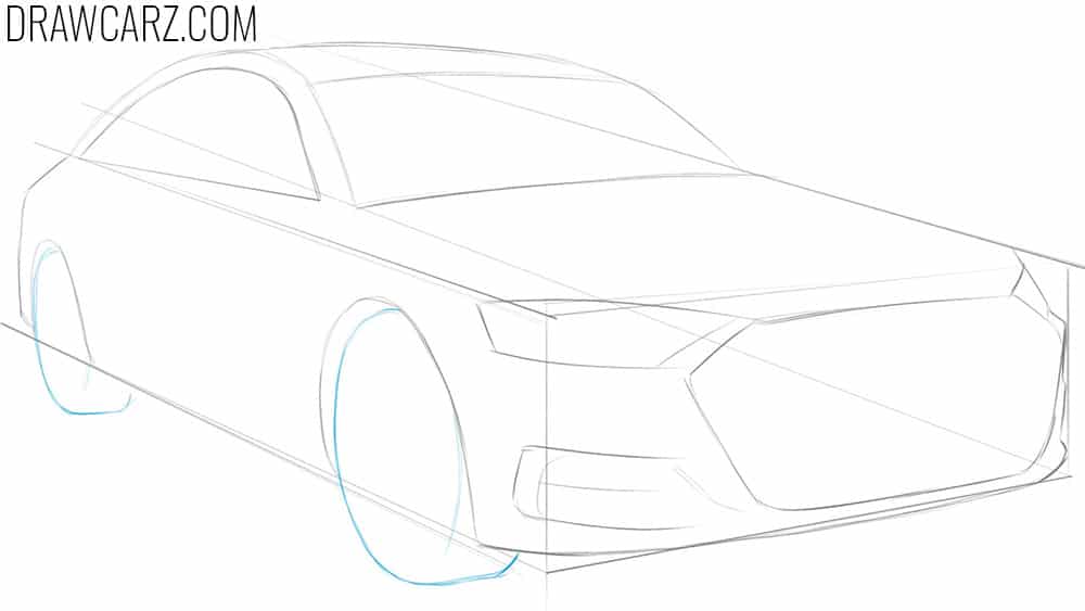 Sketch the perspective-correct wheel shapes