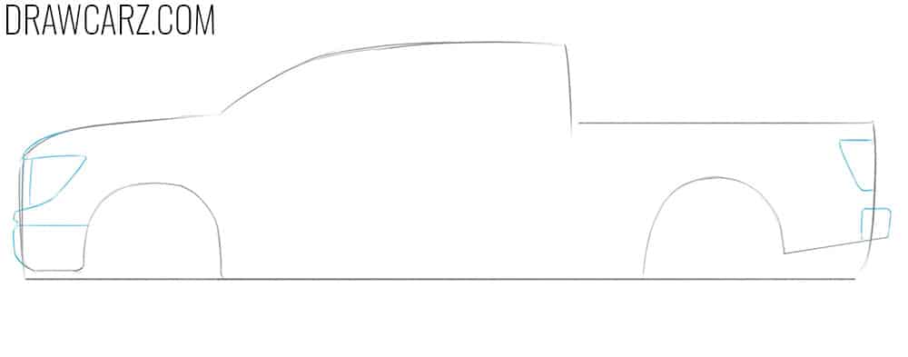 Sketch the bumpers and and lamps above them