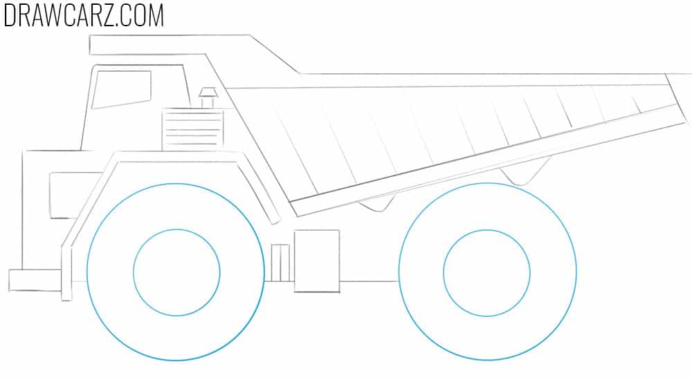 how to draw a big dump truck